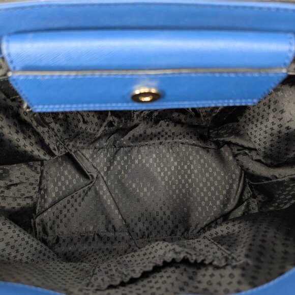 DKNY Blue Black Color Block PVC Bryant Park Large Lined Tote Bag - Picture 7 of 9